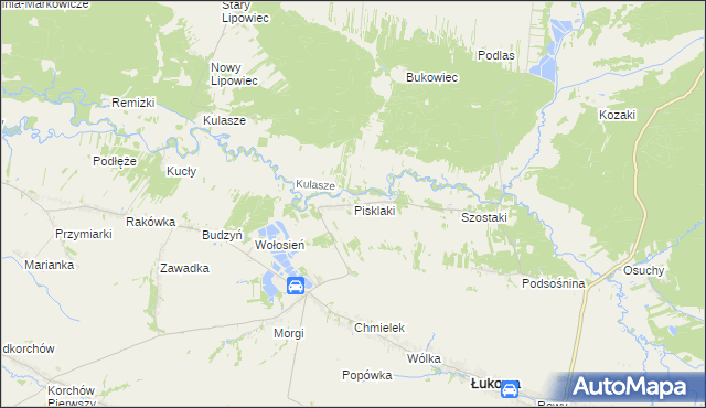 mapa Pisklaki, Pisklaki na mapie Targeo