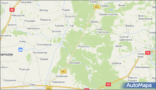 mapa Piskornik, Piskornik na mapie Targeo