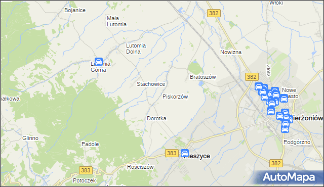 mapa Piskorzów gmina Pieszyce, Piskorzów gmina Pieszyce na mapie Targeo