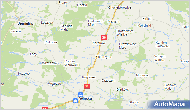 mapa Piskorzyna, Piskorzyna na mapie Targeo