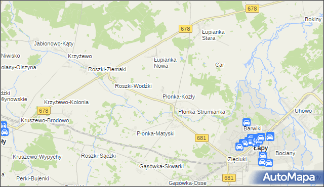 mapa Płonka-Kozły, Płonka-Kozły na mapie Targeo