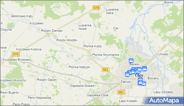 mapa Płonka-Strumianka, Płonka-Strumianka na mapie Targeo