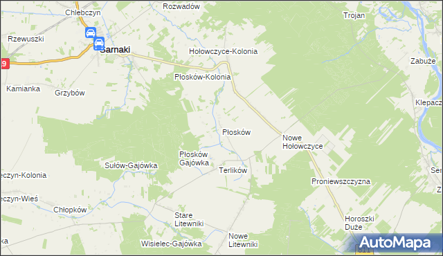 mapa Płosków gmina Sarnaki, Płosków gmina Sarnaki na mapie Targeo