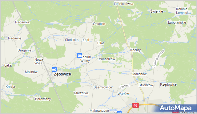 mapa Poczołków, Poczołków na mapie Targeo