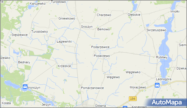 mapa Podarzewo, Podarzewo na mapie Targeo