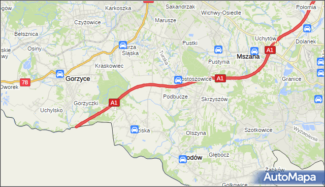 mapa Podbucze gmina Godów, Podbucze gmina Godów na mapie Targeo