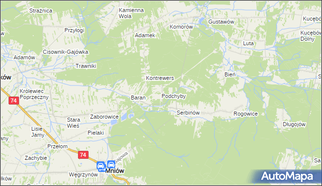 mapa Podchyby, Podchyby na mapie Targeo