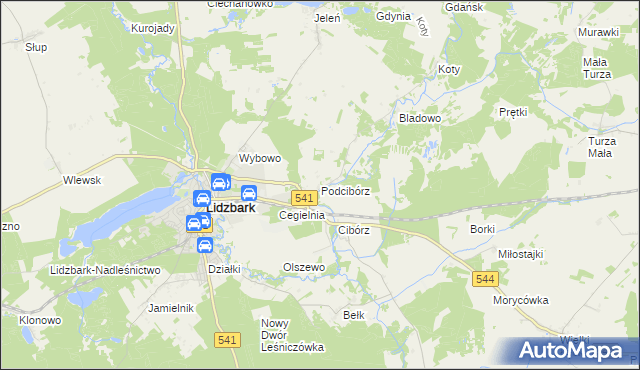 mapa Podcibórz, Podcibórz na mapie Targeo