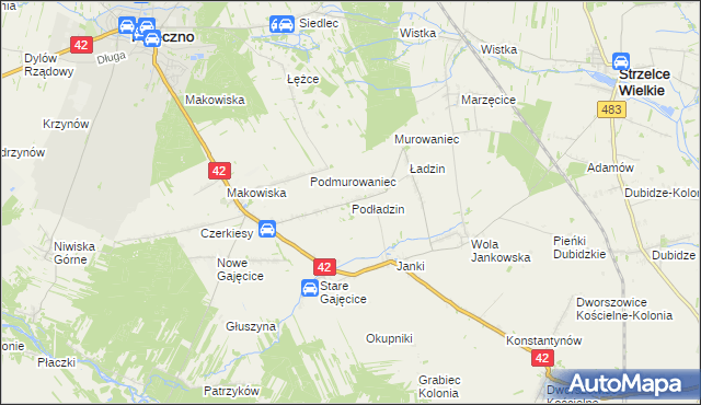 mapa Podładzin, Podładzin na mapie Targeo