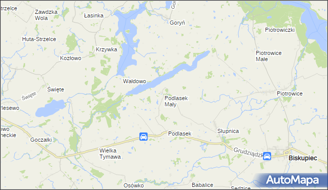 mapa Podlasek Mały, Podlasek Mały na mapie Targeo