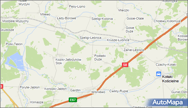 mapa Podłatki Duże, Podłatki Duże na mapie Targeo