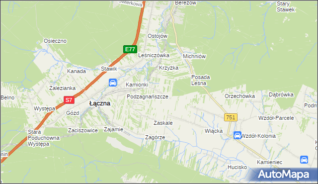 mapa Podłazie gmina Łączna, Podłazie gmina Łączna na mapie Targeo