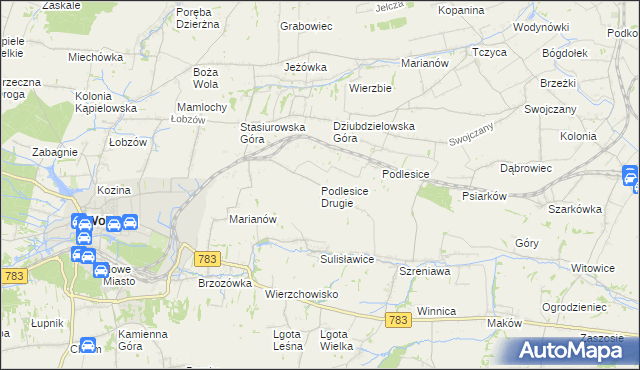 mapa Podlesice Drugie, Podlesice Drugie na mapie Targeo