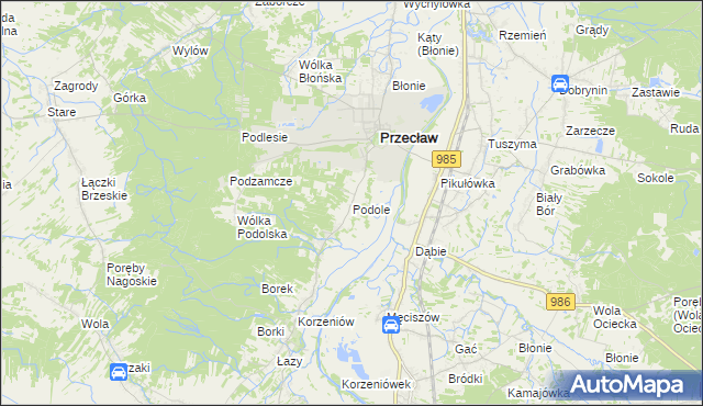 mapa Podole gmina Przecław, Podole gmina Przecław na mapie Targeo