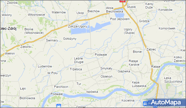 mapa Podwale gmina Pacanów, Podwale gmina Pacanów na mapie Targeo