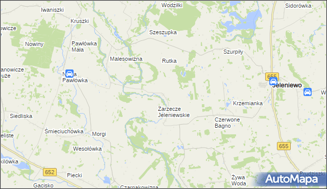 mapa Podwysokie Jeleniewskie, Podwysokie Jeleniewskie na mapie Targeo