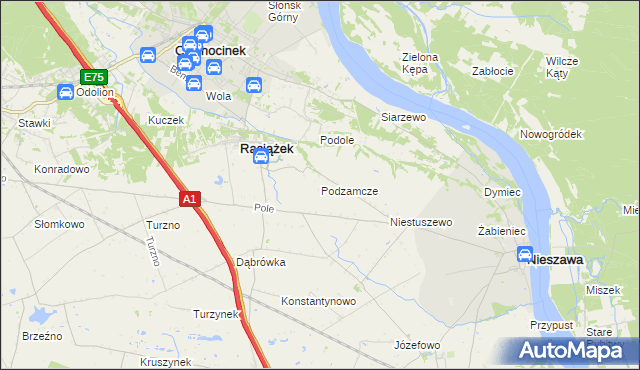 mapa Podzamcze gmina Raciążek, Podzamcze gmina Raciążek na mapie Targeo