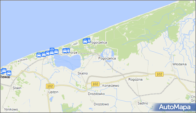 mapa Pogorzelica gmina Karnice, Pogorzelica gmina Karnice na mapie Targeo