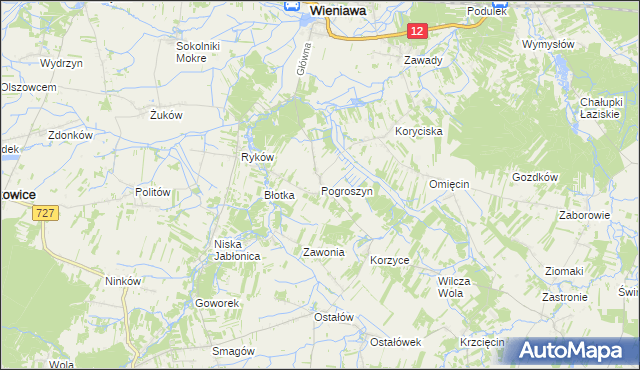 mapa Pogroszyn, Pogroszyn na mapie Targeo