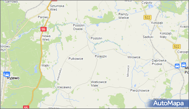 mapa Polaszki, Polaszki na mapie Targeo