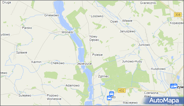mapa Polesie gmina Krzywiń, Polesie gmina Krzywiń na mapie Targeo