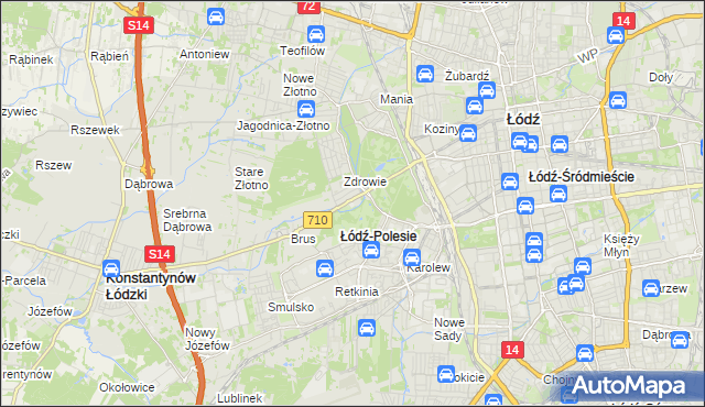 mapa Polesie gmina Łódź, Polesie gmina Łódź na mapie Targeo