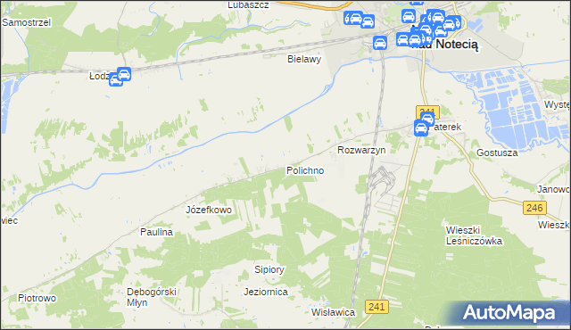 mapa Polichno gmina Nakło nad Notecią, Polichno gmina Nakło nad Notecią na mapie Targeo