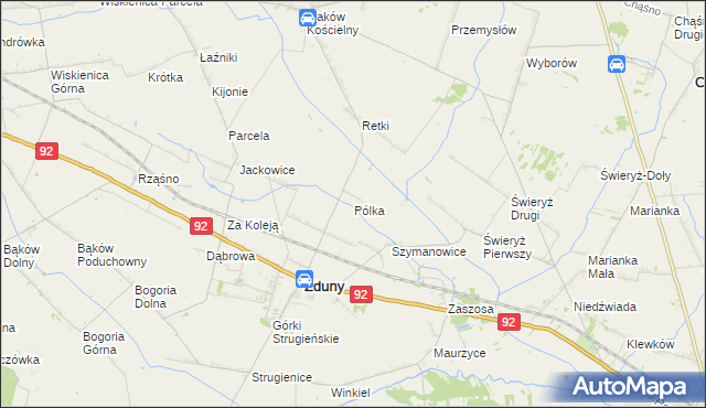 mapa Pólka gmina Zduny, Pólka gmina Zduny na mapie Targeo
