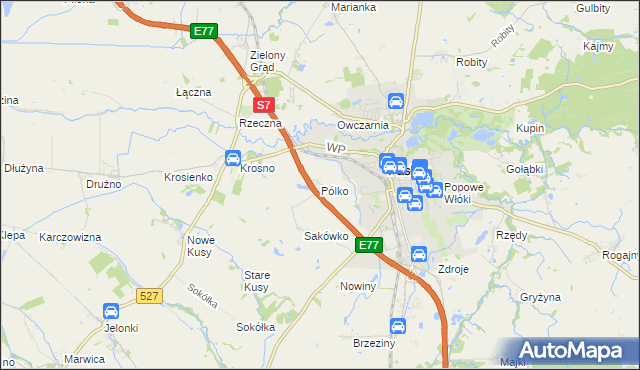 mapa Pólko gmina Pasłęk, Pólko gmina Pasłęk na mapie Targeo