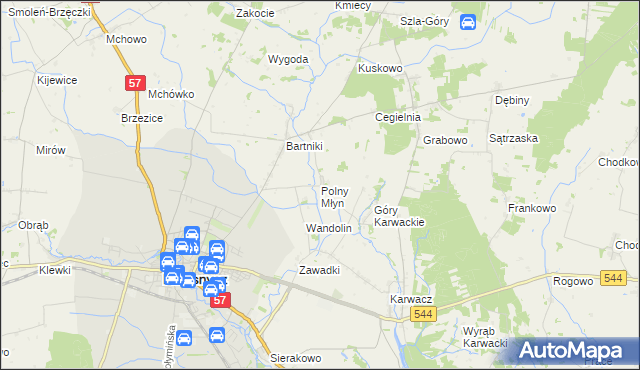 mapa Polny Młyn gmina Przasnysz, Polny Młyn gmina Przasnysz na mapie Targeo