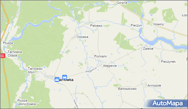 mapa Pomiarki, Pomiarki na mapie Targeo