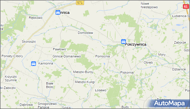 mapa Pomocnia gmina Pokrzywnica, Pomocnia gmina Pokrzywnica na mapie Targeo