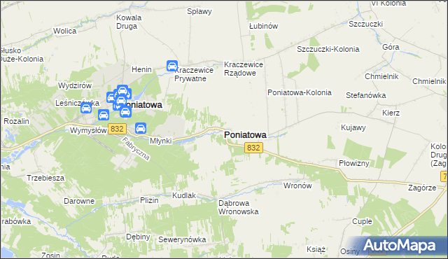 mapa Poniatowa powiat opolski, Poniatowa powiat opolski na mapie Targeo