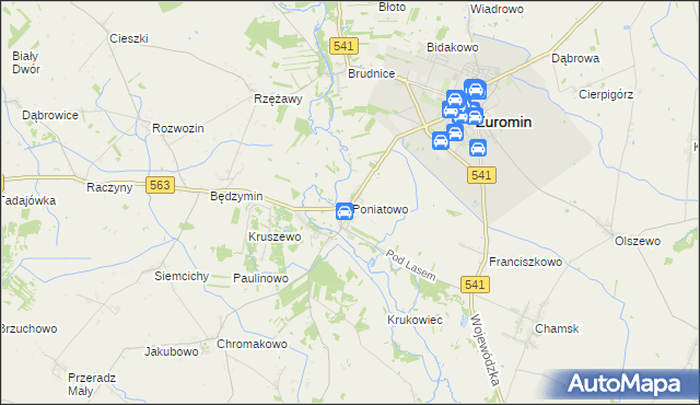 mapa Poniatowo gmina Żuromin, Poniatowo gmina Żuromin na mapie Targeo