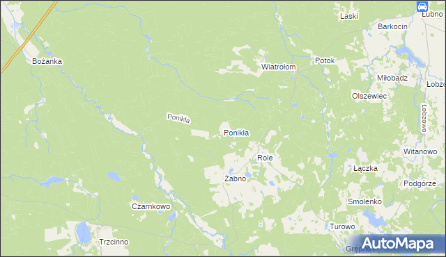 mapa Ponikła gmina Miastko, Ponikła gmina Miastko na mapie Targeo