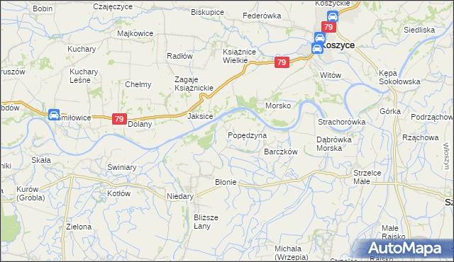 mapa Popędzyna, Popędzyna na mapie Targeo