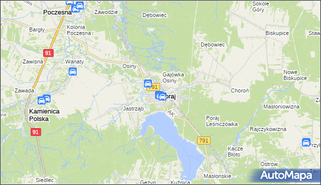 mapa Poraj powiat myszkowski, Poraj powiat myszkowski na mapie Targeo