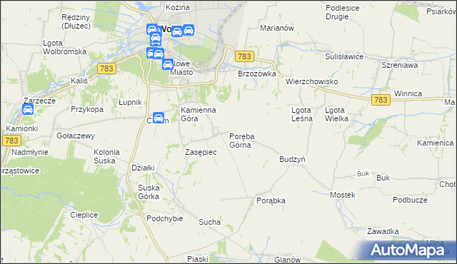 mapa Poręba Górna, Poręba Górna na mapie Targeo