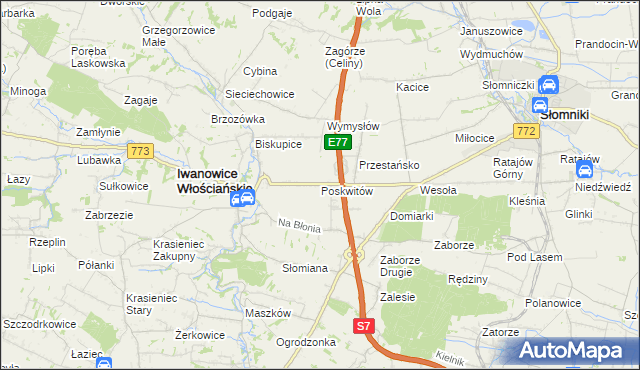 mapa Poskwitów, Poskwitów na mapie Targeo