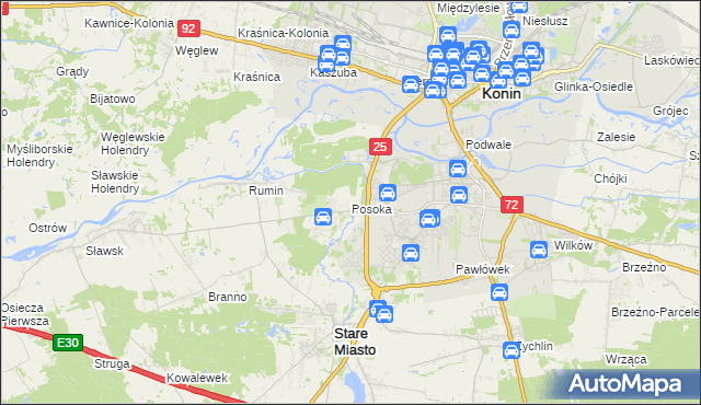 mapa Posoka gmina Stare Miasto, Posoka gmina Stare Miasto na mapie Targeo