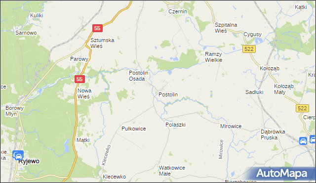 mapa Postolin gmina Sztum, Postolin gmina Sztum na mapie Targeo