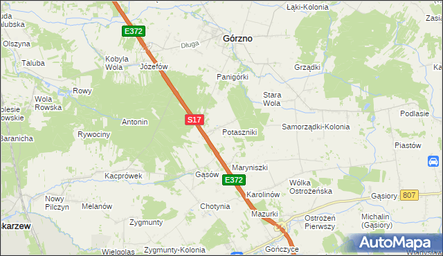 mapa Potaszniki, Potaszniki na mapie Targeo