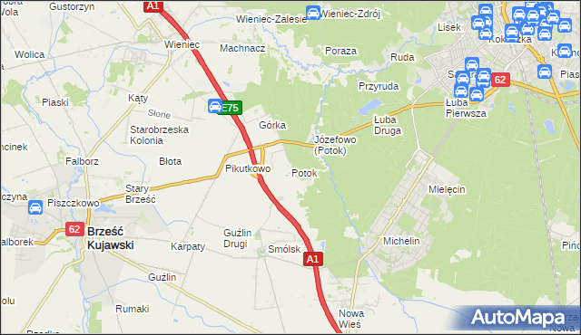 mapa Potok gmina Włocławek, Potok gmina Włocławek na mapie Targeo