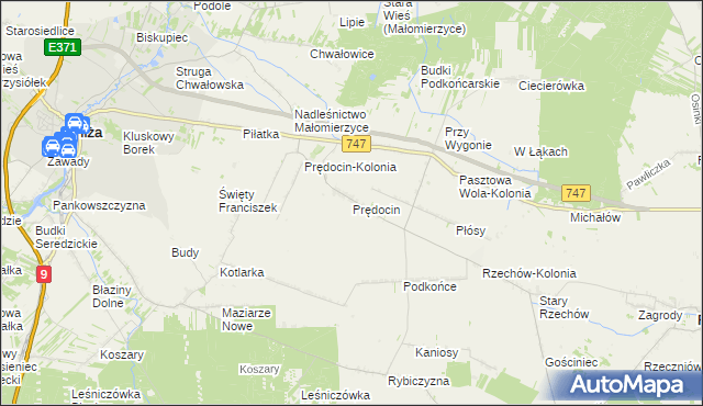 mapa Prędocin gmina Iłża, Prędocin gmina Iłża na mapie Targeo