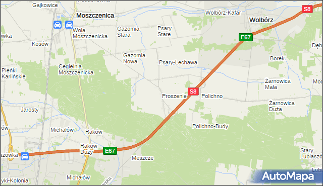 mapa Proszenie, Proszenie na mapie Targeo