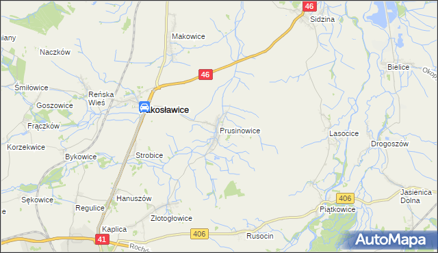 mapa Prusinowice gmina Pakosławice, Prusinowice gmina Pakosławice na mapie Targeo