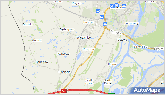 mapa Przecław gmina Kołbaskowo, Przecław gmina Kołbaskowo na mapie Targeo