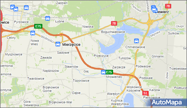 mapa Przeczyce, Przeczyce na mapie Targeo