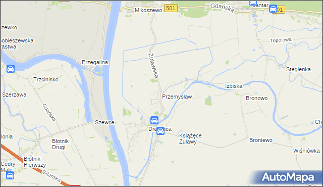 mapa Przemysław gmina Stegna, Przemysław gmina Stegna na mapie Targeo