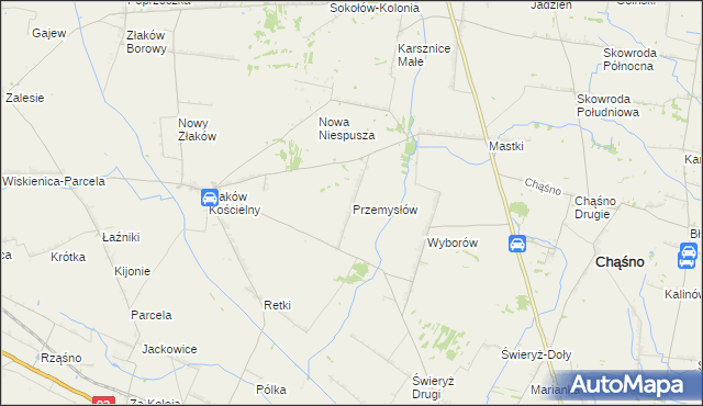 mapa Przemysłów gmina Chąśno, Przemysłów gmina Chąśno na mapie Targeo